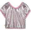 Pink Sequin Heart T-Shirt, Silver - T-Shirts - 2