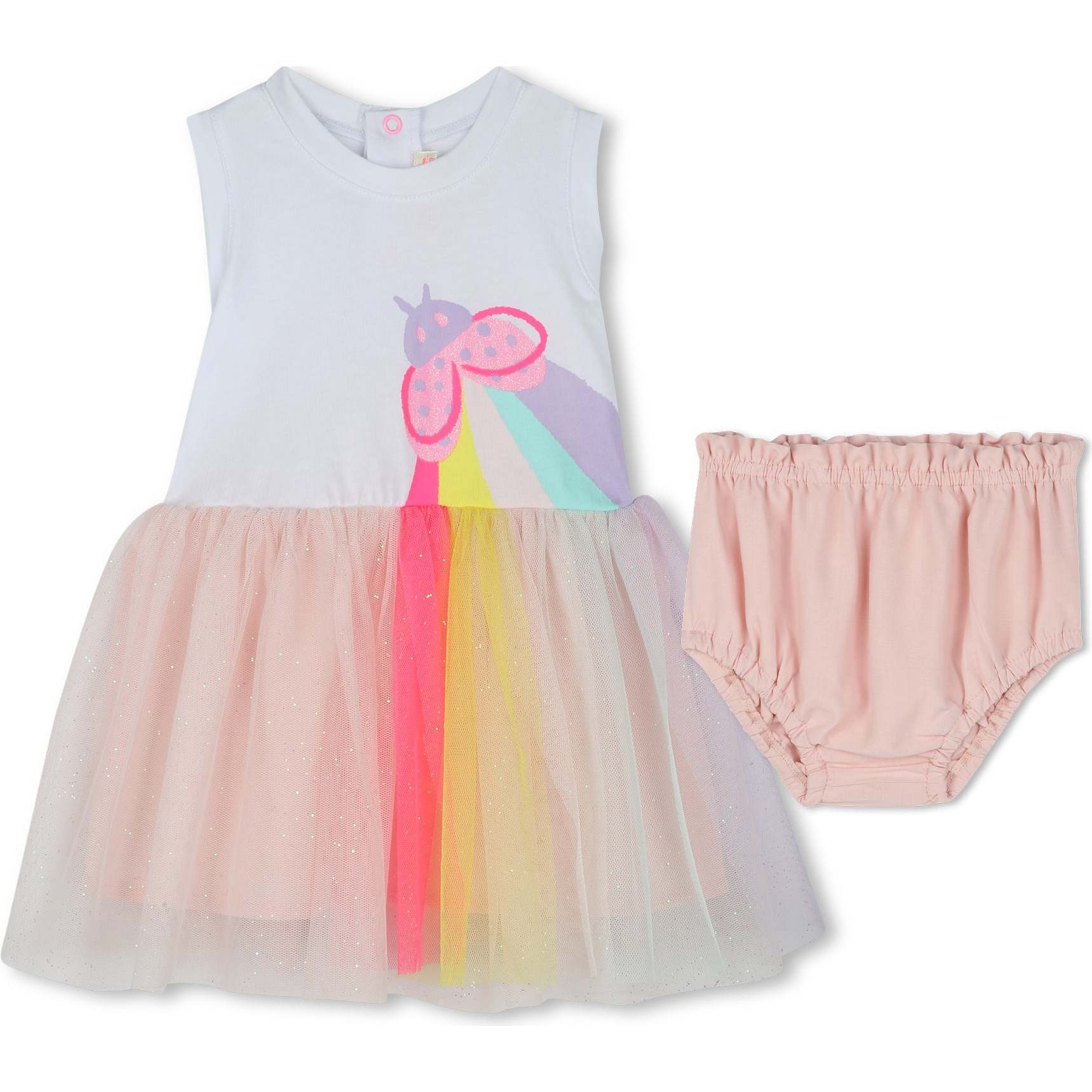 Ladybug Rainbow Dress Set, Pale Pink - Mixed Apparel Set - 1