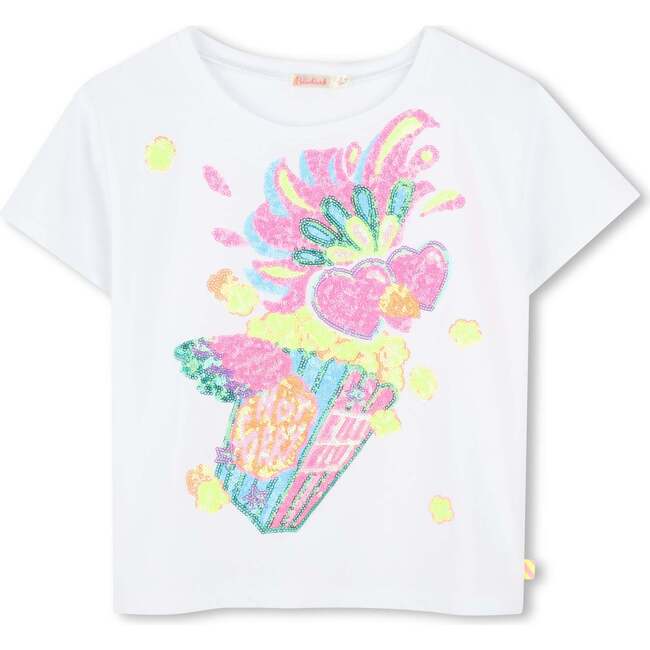 Multicolored Sequin Carnival T-Shirt, White