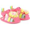 Multicolor Strap Pom Sandals, Pink - Sandals - 1 - thumbnail