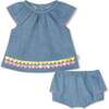Heartprint Tunic Set, Denim Blue - Mixed Apparel Set - 1 - thumbnail