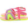 Neon Colorblock Crochet Sandals, Pink - Sandals - 3