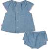 Heartprint Tunic Set, Denim Blue - Mixed Apparel Set - 2