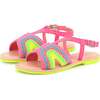 Neon Colorblock Crochet Sandals, Pink - Sandals - 4