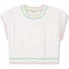 Heart Motif Short Sleeve Sweater, Ivory - Sweaters - 1 - thumbnail