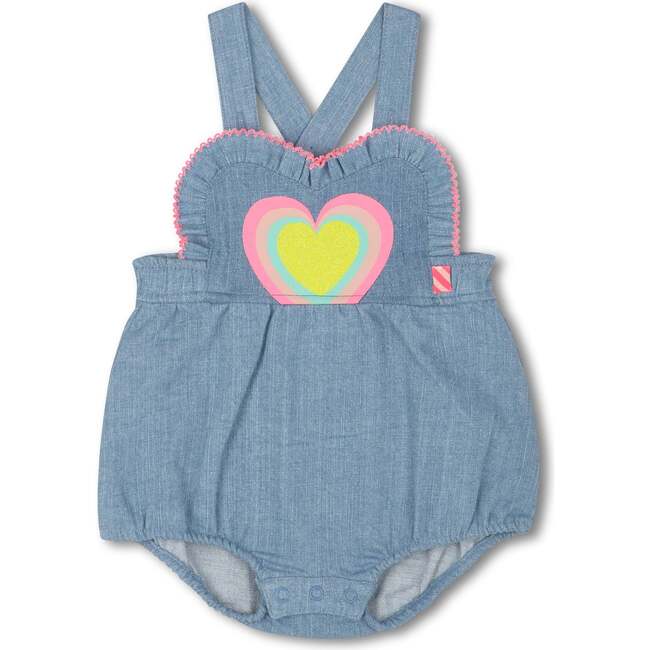 Denim Heart Romper, Blue