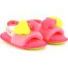 Fluffy Slingback Strap Sandal, Pink - Slippers - 1 - thumbnail