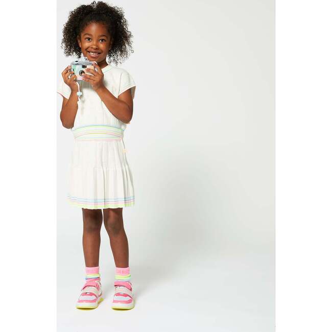 Heart Motif Short Sleeve Sweater, Ivory - Sweaters - 2