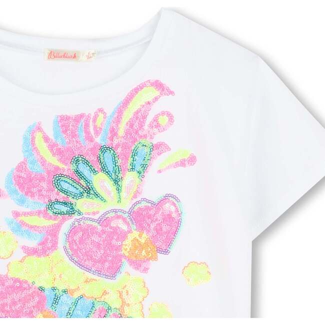 Multicolored Sequin Carnival T-Shirt, White - T-Shirts - 4