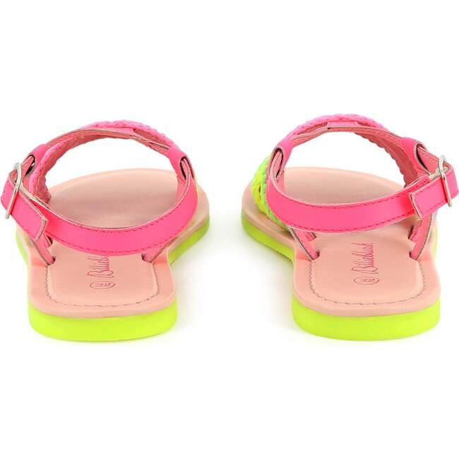 Neon Colorblock Crochet Sandals, Pink - Sandals - 5