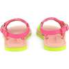 Neon Colorblock Crochet Sandals, Pink - Sandals - 5