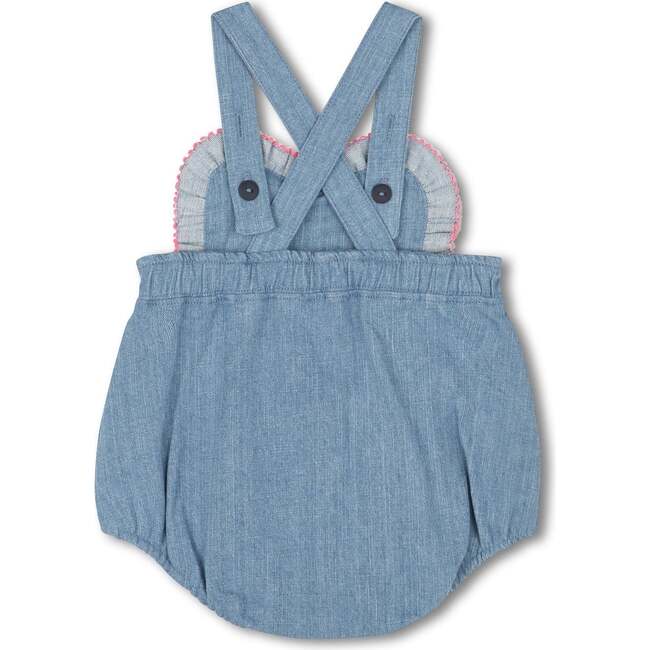 Denim Heart Romper, Blue - Rompers - 2