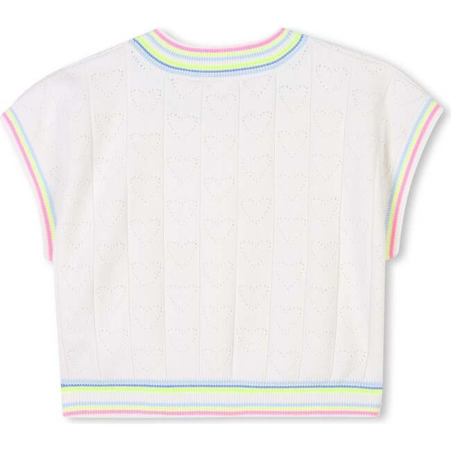 Heart Motif Short Sleeve Sweater, Ivory - Sweaters - 3