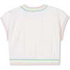 Heart Motif Short Sleeve Sweater, Ivory - Sweaters - 3