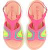 Neon Colorblock Crochet Sandals, Pink - Sandals - 6