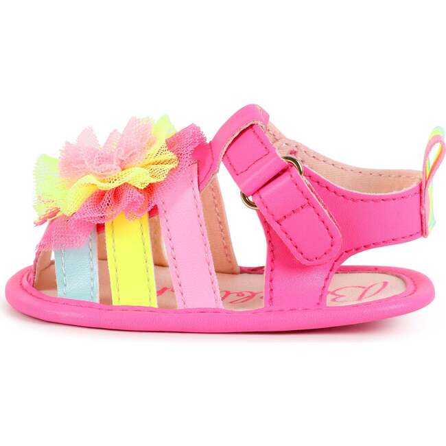 Multicolor Strap Pom Sandals, Pink - Sandals - 4