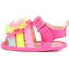 Multicolor Strap Pom Sandals, Pink - Sandals - 4