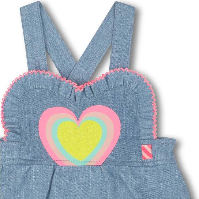 Denim Heart Romper, Blue - Rompers - 3