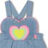 Denim Heart Romper, Blue - Rompers - 3