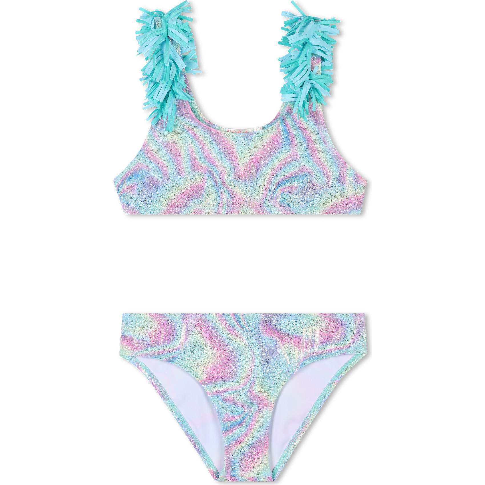 Beach Glass Ruffle Trim Bikini, Blue - Two Pieces - 1