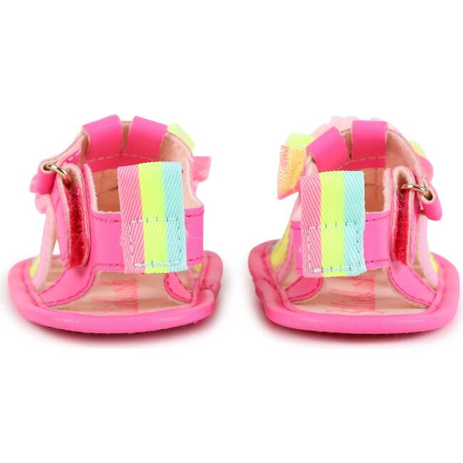 Multicolor Strap Pom Sandals, Pink - Sandals - 5