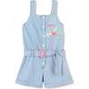 Bleached Denim Embroidered One-Piece, Blue - Rompers - 1 - thumbnail