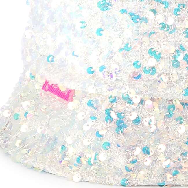 Multicolored Sequin Bucket Hat, White - Hats - 5