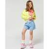 Denim Half Sequined Pattern Shorts, Blue - Shorts - 2