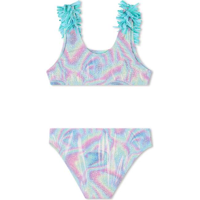 Beach Glass Ruffle Trim Bikini, Blue - Two Pieces - 2