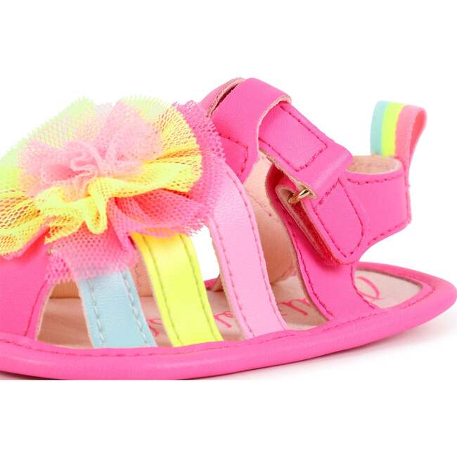 Multicolor Strap Pom Sandals, Pink - Sandals - 6