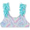 Beach Glass Ruffle Trim Bikini, Blue - Two Pieces - 3