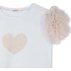 Beige Accented Heart Rhinestone T-Shirt, White - T-Shirts - 2