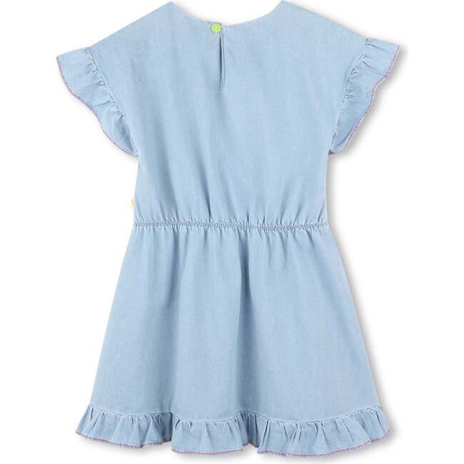 Bleach Denim Embroidered Dress, Blue