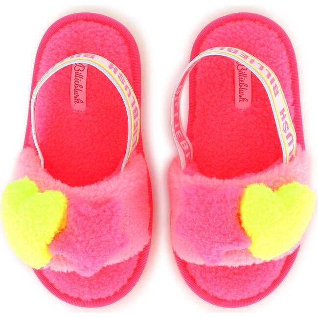 Fluffy Slingback Strap Sandal, Pink - Slippers - 5