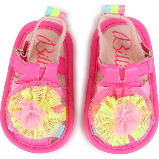 Multicolor Strap Pom Sandals, Pink - Sandals - 7