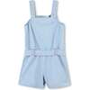 Bleached Denim Embroidered One-Piece, Blue - Rompers - 3