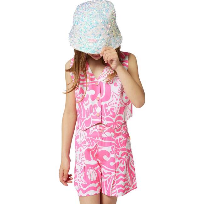 Multicolored Sequin Bucket Hat, White - Hats - 7