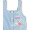 Bleached Denim Embroidered One-Piece, Blue - Rompers - 4