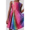 Girls Hi-Shine Skater Dress in Rainbow Glitter Foil - Dresses - 2