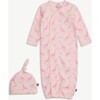Pink Jolie Giraffe Organic Cotton Magnetic Open Bottom Gown + Hat Set - Nightgowns - 1 - thumbnail
