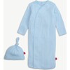 Love Lines Blue Organic Cotton Pointelle Magnetic Cozy Sleeper Gown + Hat Set - Nightgowns - 1 - thumbnail
