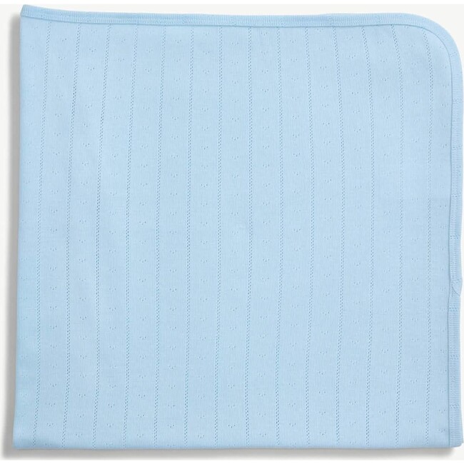 Love Lines Blue Organic Cotton Pointelle Baby Blanket - Blankets - 1