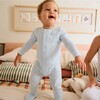 Love Lines Blue Organic Cotton Pointelle Magnetic Footie - Footie Pajamas - 2