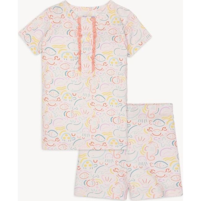 So-Fish-Ticated Modal Magnetic No Drama Pajama Short Sleeve Short Set With Ruffle - Pajamas - 1
