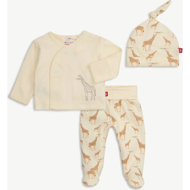 Cream Jolie Giraffe Organic Cotton Magnetic Take-Me-Home Kimono Set - Mixed Apparel Set - 1