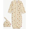 Cream Jolie Giraffe Organic Cotton Magnetic Open Bottom Gown + Hat Set - Nightgowns - 1 - thumbnail