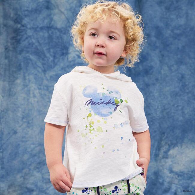 Disney x Magnetic Me Mickey Splatter Slub Cotton Hoodie T-Shirt - Sweatshirts - 5