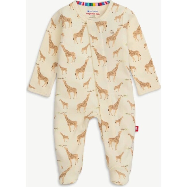 Cream Jolie Giraffe Organic Cotton Magnetic Footie - Footie Pajamas - 1