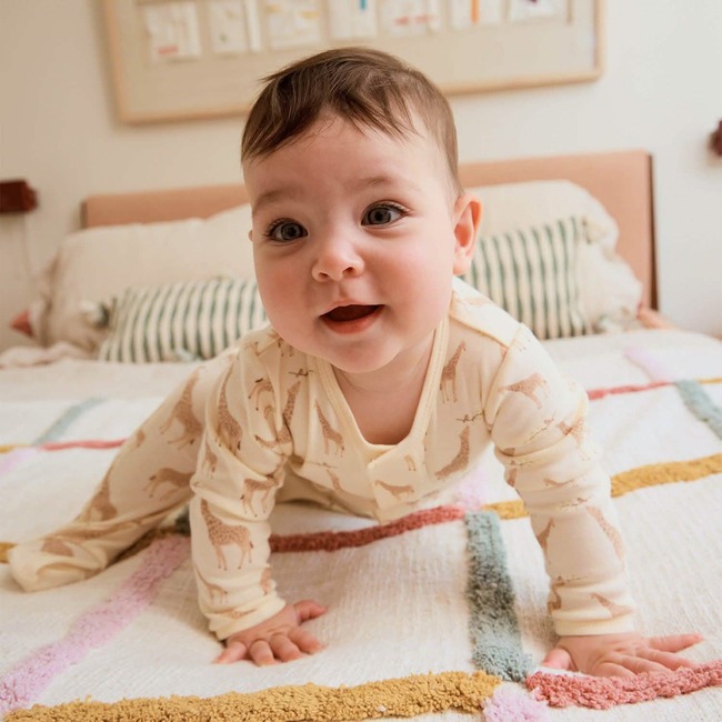 Cream Jolie Giraffe Organic Cotton Magnetic Footie - Footie Pajamas - 6