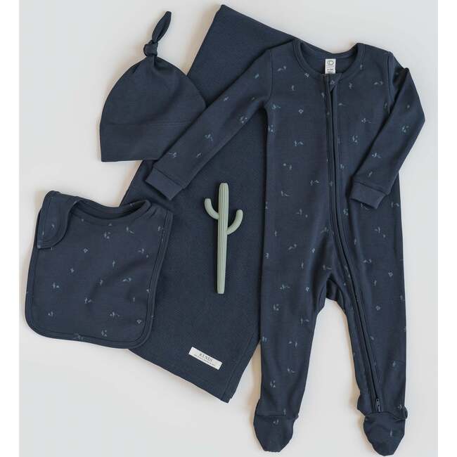 Peyton Zipper Sleeper Chicory Floral / Navy - Footie Pajamas - 2